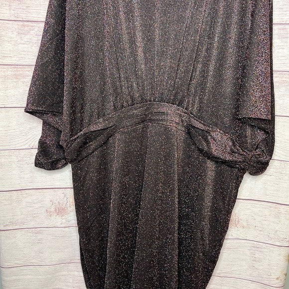 Eloquii Dress Dolman Sleeves Tulip Hem Lurex Metallic Sparkly Black New Size 24 - Picture 14 of 15